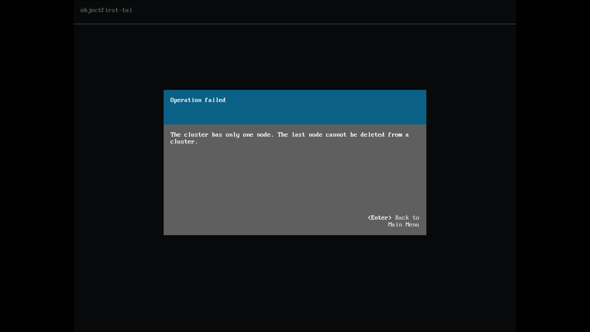 NOTE : Removing a node from a single-node cluster is not possible.