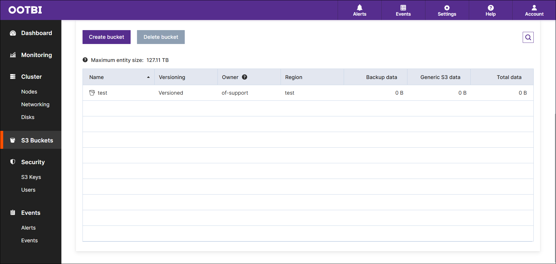 The newly created bucket is available in the S3 Buckets view and can be ...