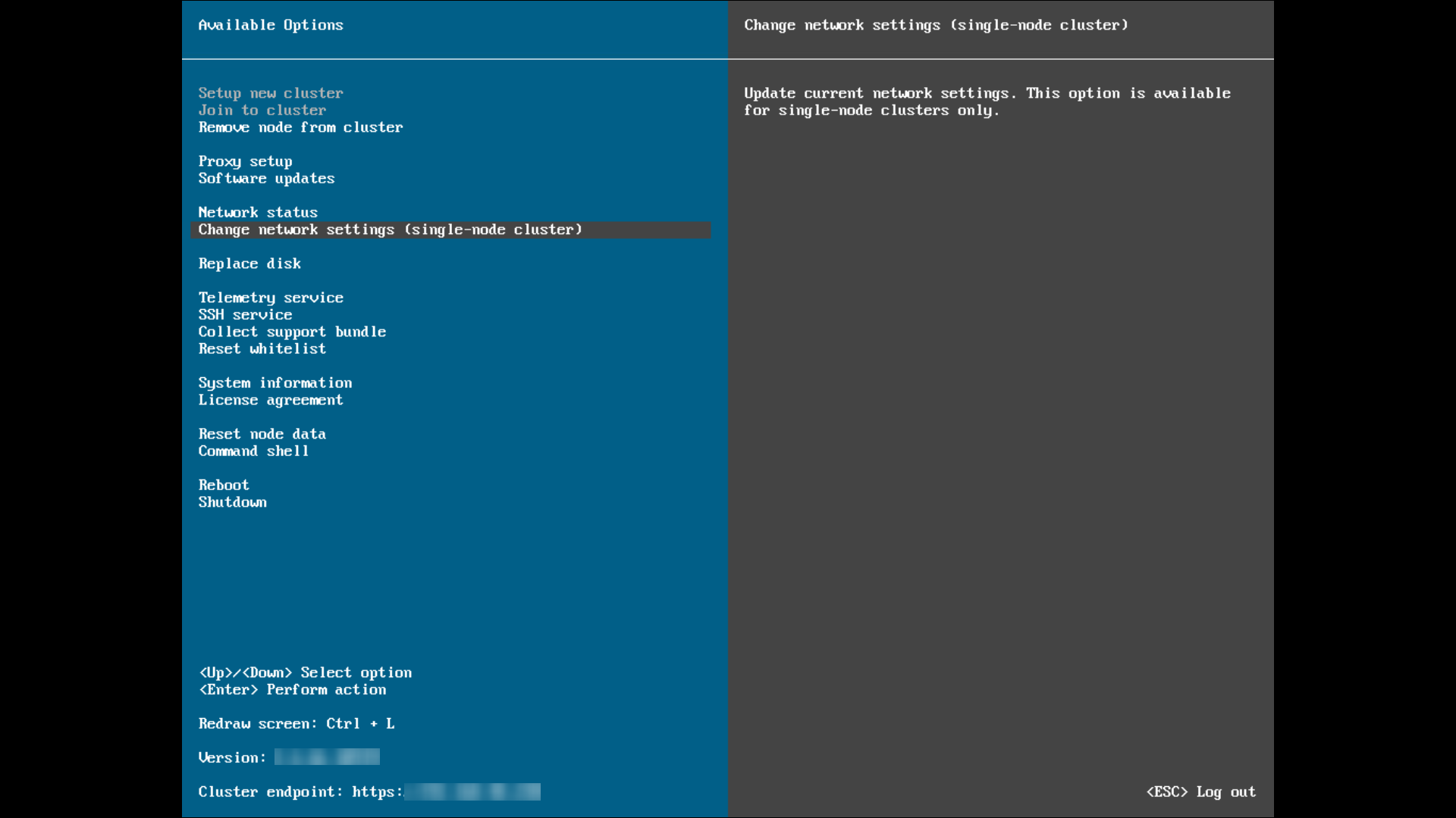 First User Interface Image Change network settings (single-node cluster) allows you to change ...