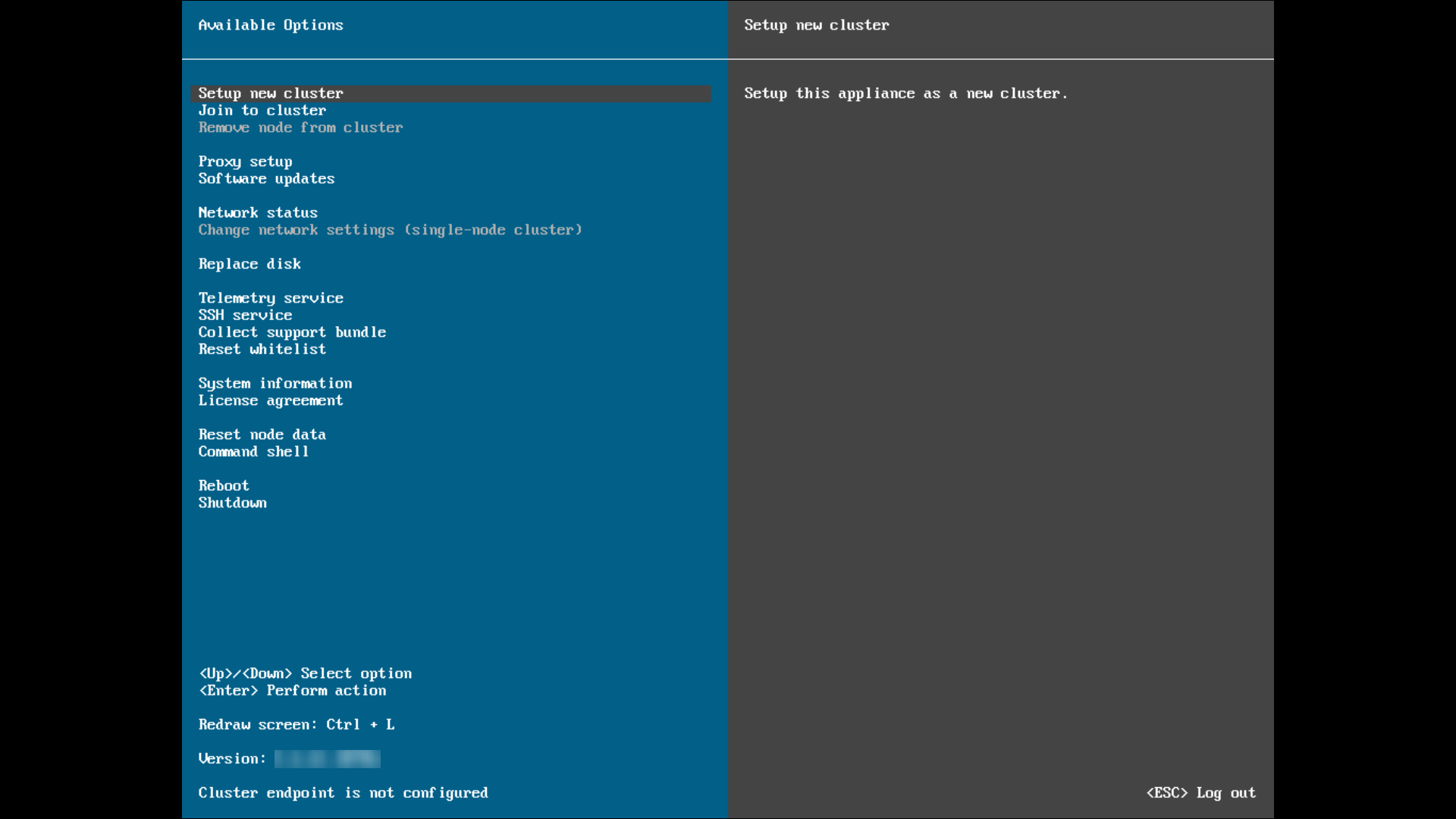 Select Setup New Cluster and press Enter to initiate the creation of a ...